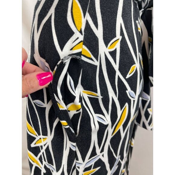 Diane Von Furstenberg Cassidy Knit Wrap Dress 4 DVF Pockets Black Yellow - Picture 6 of 6